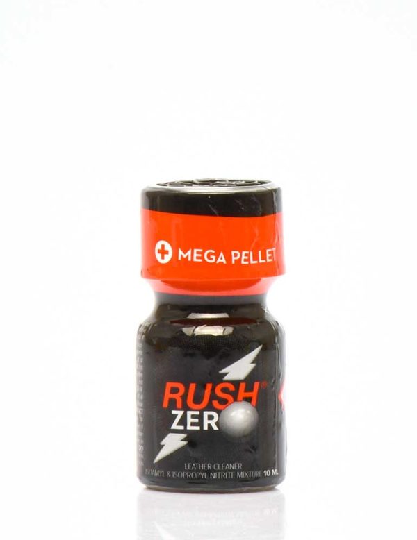 Rush poppers zero dans un flacon noir et orange de 10 ml