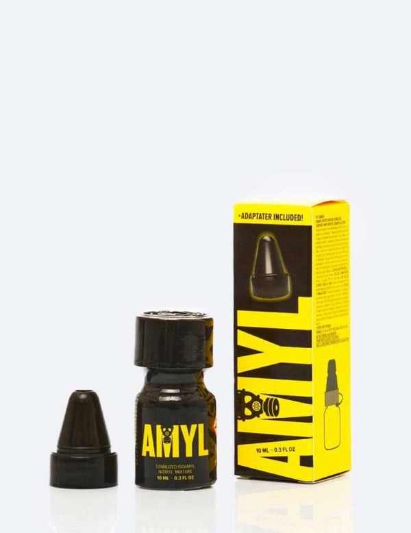 pack poppers amyl 10 ml + inhalateur avec emballage jaune et noir