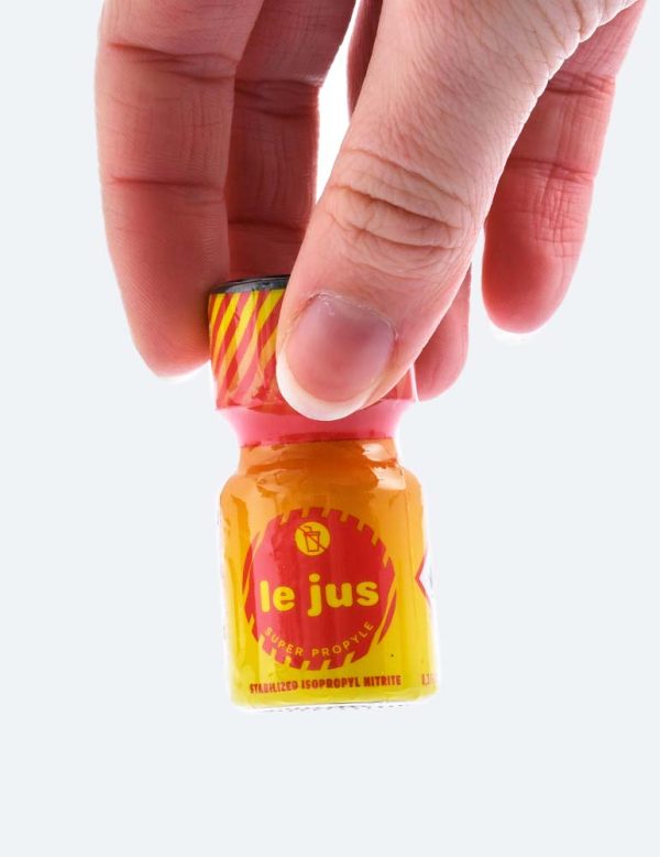 Flacon verre poppers marque Le Jus pour euphorie et excitation en douceur