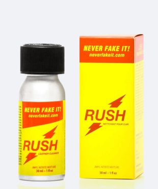 Poppers rush pocket jaune et orange bouteille en aluminium