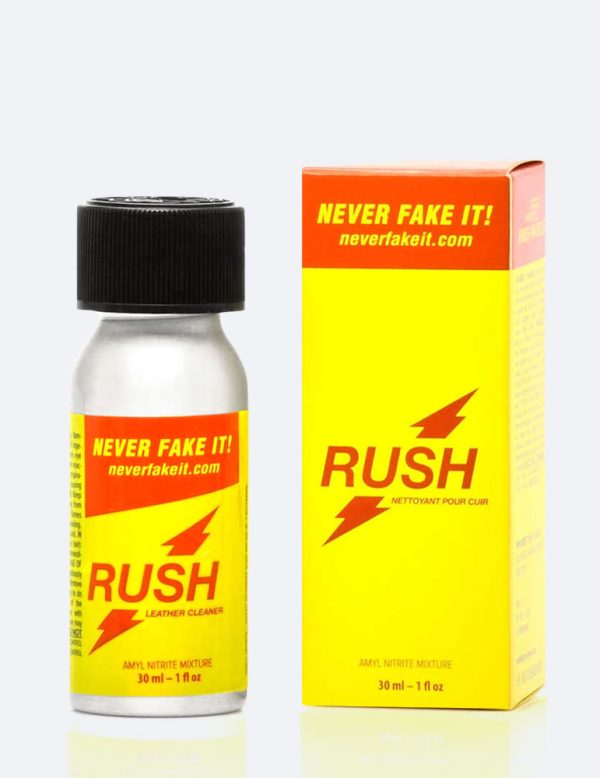 Poppers rush pocket jaune et orange bouteille en aluminium