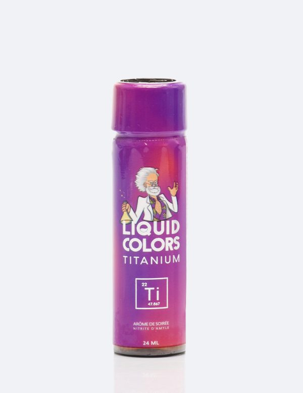 Poppers Titanium liquid colors en verre rose et violet
